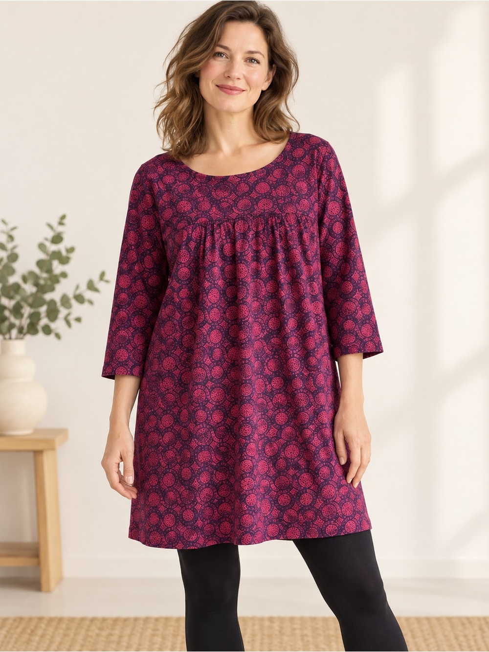 Marimekko Tiukunen Pink Purple Cotton Tunic Top XS